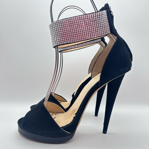 Giuseppe Zanotti Crystal-Cuff High Heel Stiletto Sandals in Black Suede Sz 36.5 - Picture 2 of 16